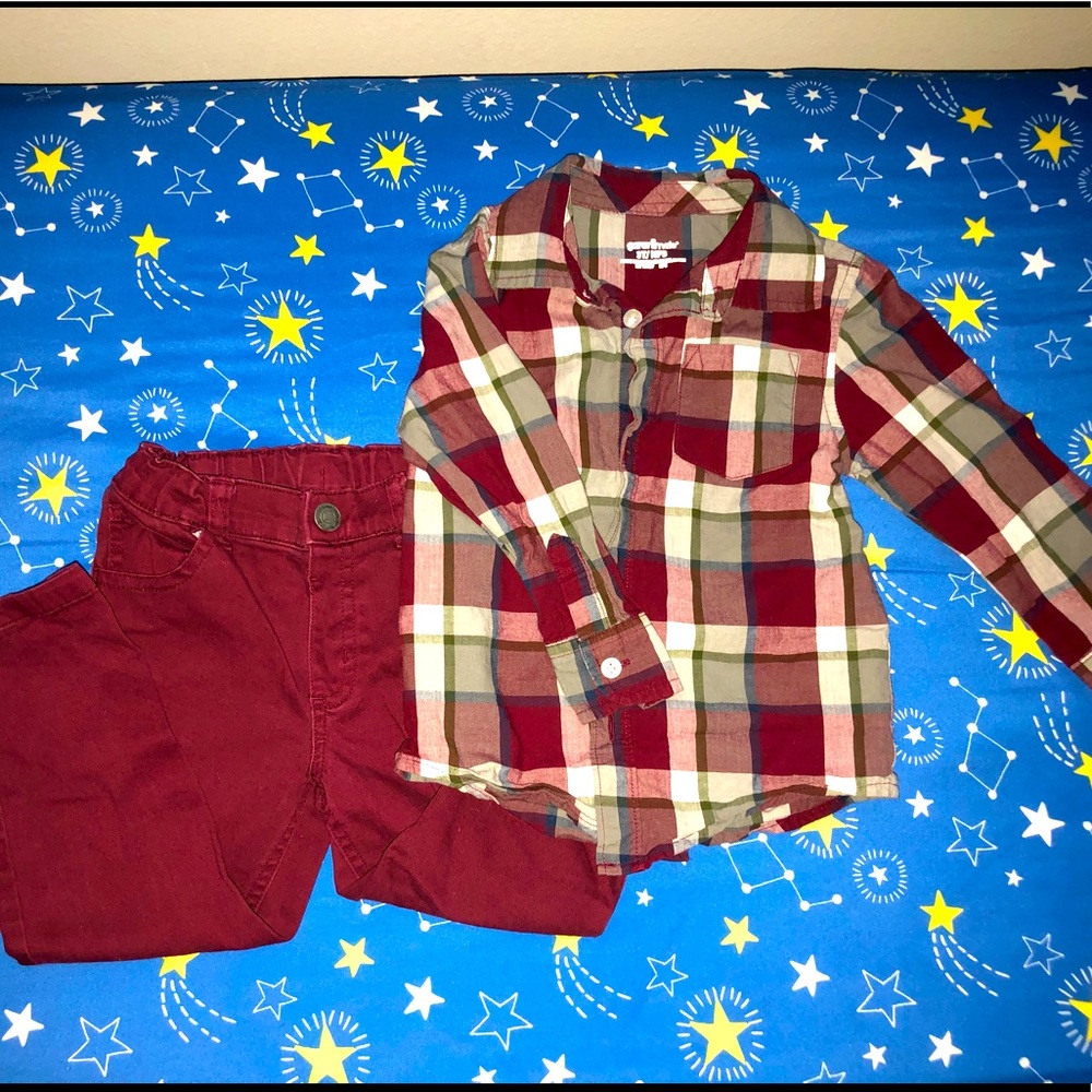 Toddler boy button-up outfit. MPB